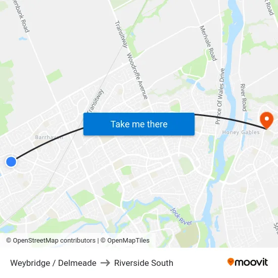 Weybridge / Delmeade to Riverside South map
