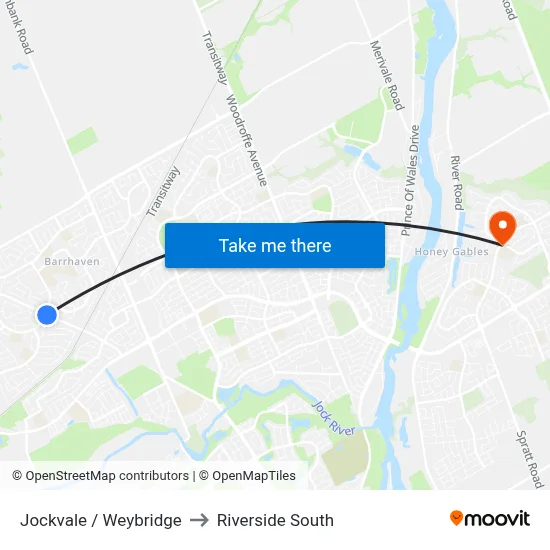 Jockvale / Weybridge to Riverside South map