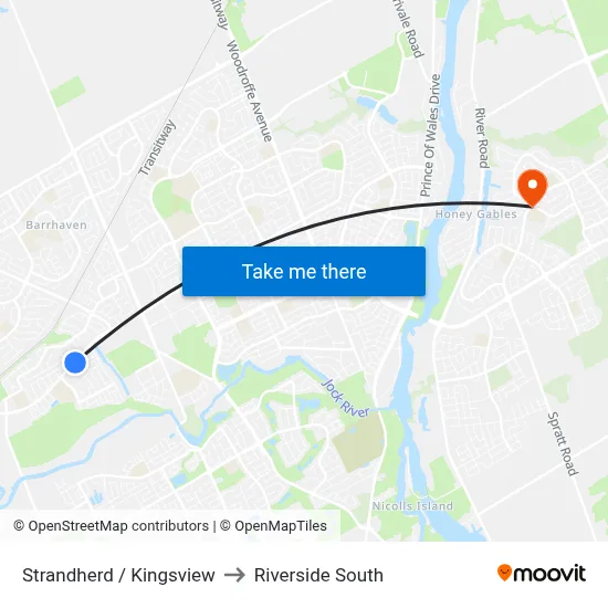 Strandherd / Kingsview to Riverside South map