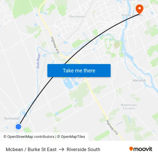 Mcbean / Burke St East to Riverside South map