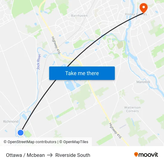 Ottawa / Mcbean to Riverside South map