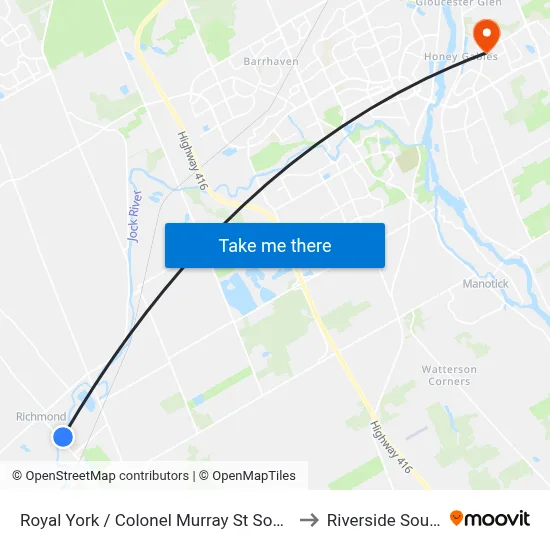 Royal York / Colonel Murray St South to Riverside South map
