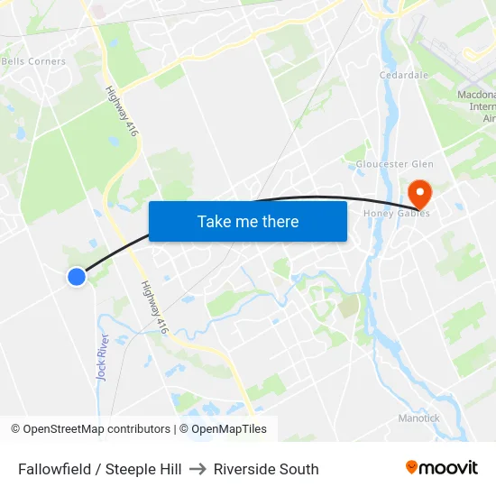 Fallowfield / Steeple Hill to Riverside South map