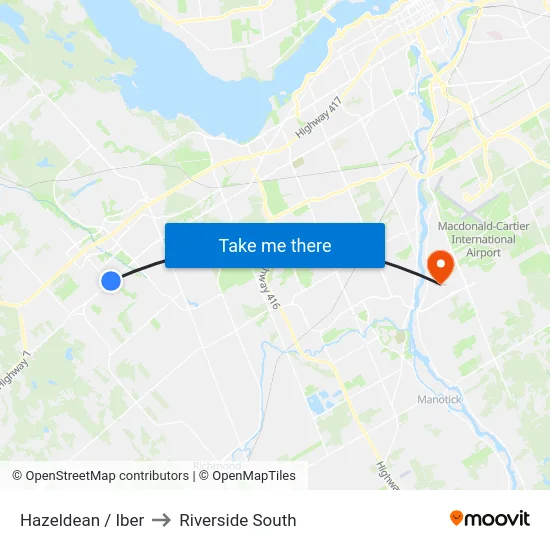 Hazeldean / Iber to Riverside South map