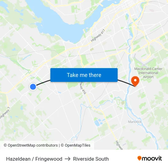 Hazeldean / Fringewood to Riverside South map