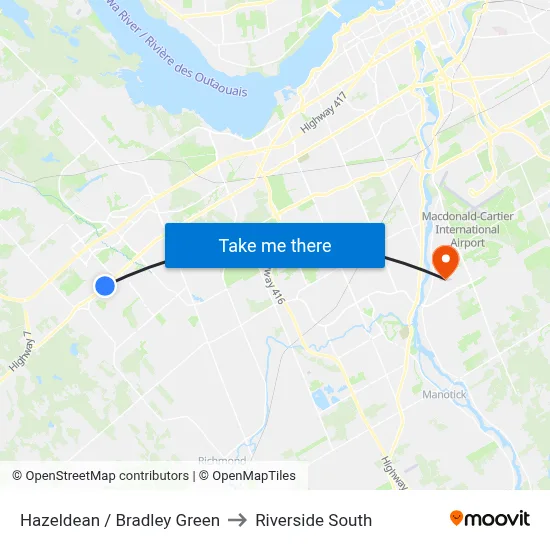 Hazeldean / Bradley Green to Riverside South map