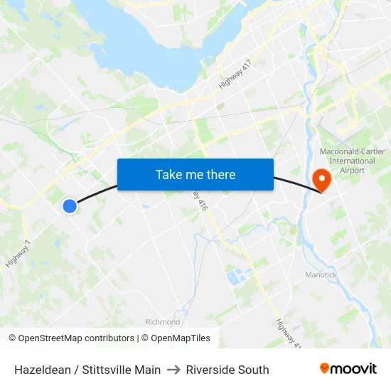 Hazeldean / Stittsville Main to Riverside South map