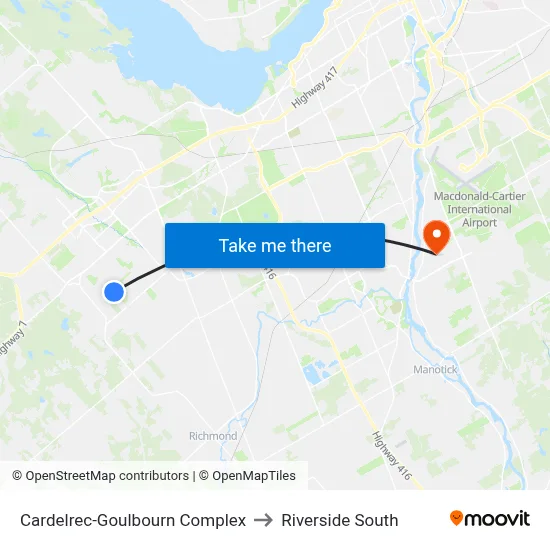 Cardelrec-Goulbourn Complex to Riverside South map