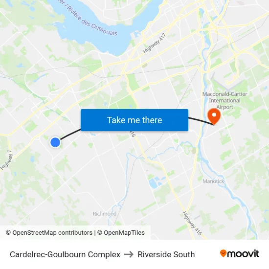 Cardelrec-Goulbourn Complex to Riverside South map
