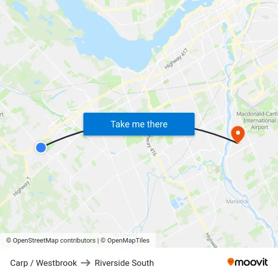 Carp / Westbrook to Riverside South map