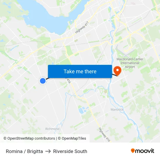 Romina / Brigitta to Riverside South map