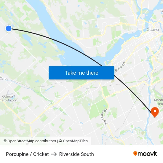 Porcupine / Cricket to Riverside South map