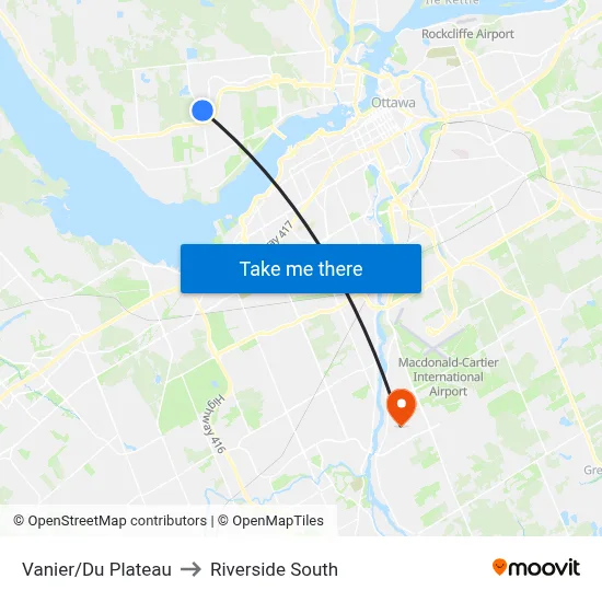 Vanier/Du Plateau to Riverside South map