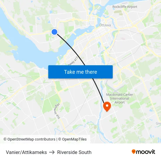 Vanier/Attikameks to Riverside South map