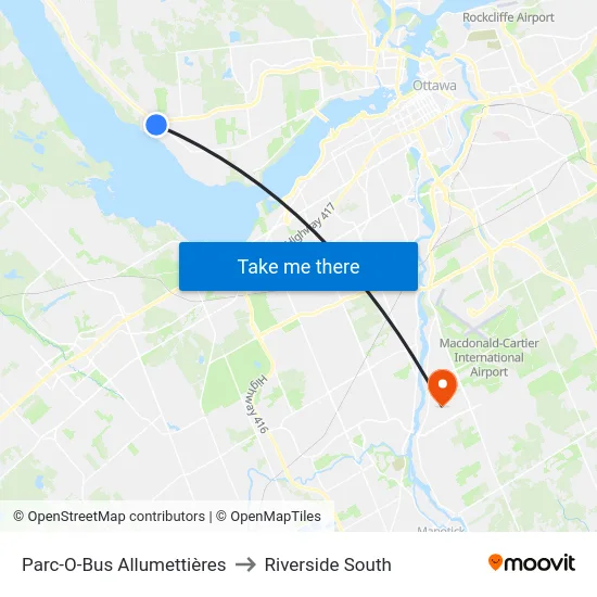 Parc-O-Bus Allumettières to Riverside South map