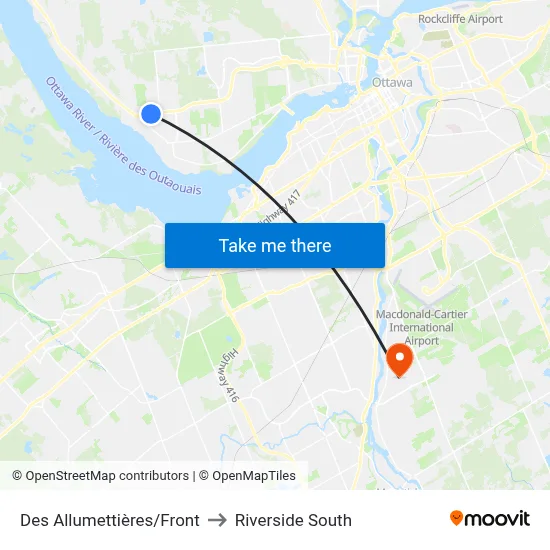Des Allumettières/Front to Riverside South map