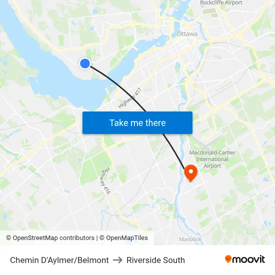 Chemin D'Aylmer/Belmont to Riverside South map