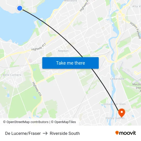 De Lucerne/Fraser to Riverside South map