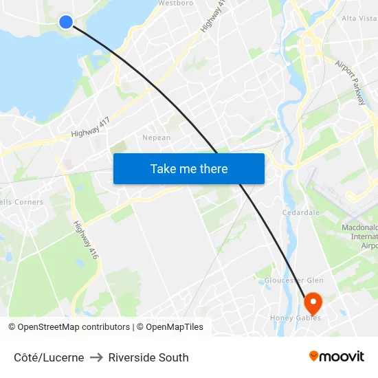 Côté/Lucerne to Riverside South map