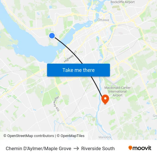 Chemin D'Aylmer/Maple Grove to Riverside South map