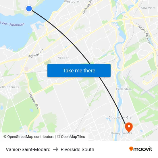 Vanier/Saint-Médard to Riverside South map