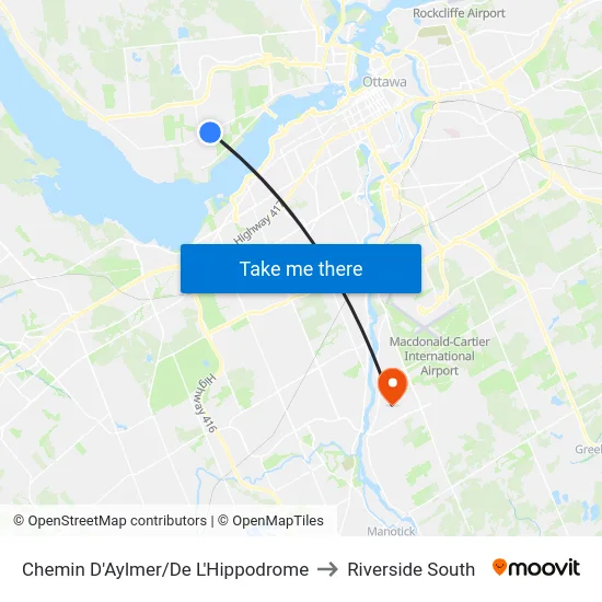 Chemin D'Aylmer/De L'Hippodrome to Riverside South map