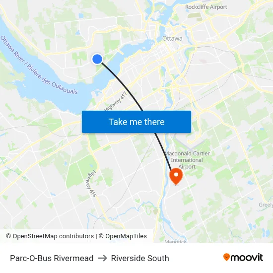 Parc-O-Bus Rivermead to Riverside South map