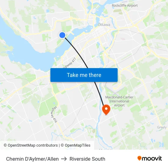 Chemin D'Aylmer/Allen to Riverside South map