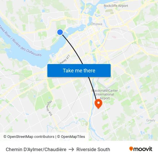 Chemin D'Aylmer/Chaudière to Riverside South map