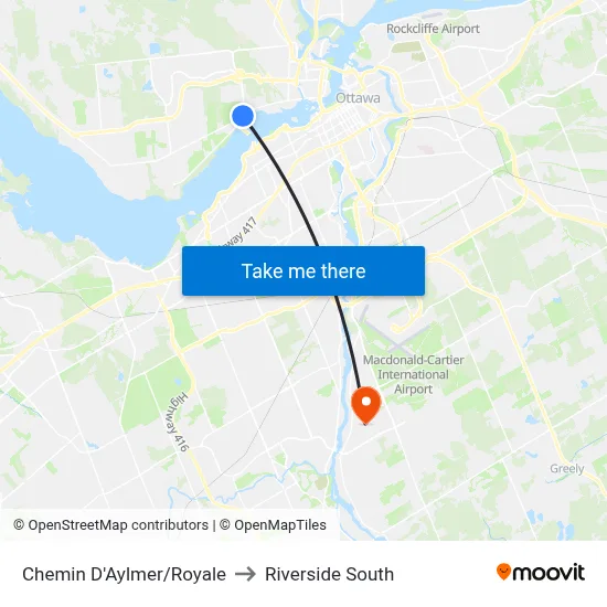 Chemin D'Aylmer/Royale to Riverside South map