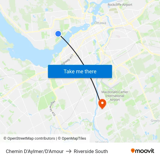 Chemin D'Aylmer/D'Amour to Riverside South map