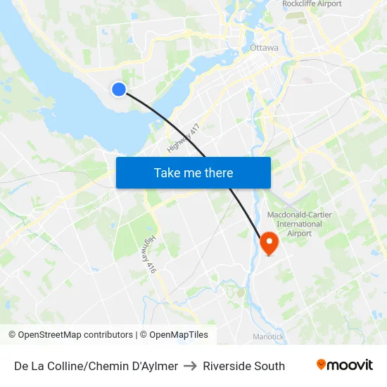 De La Colline/Chemin D'Aylmer to Riverside South map