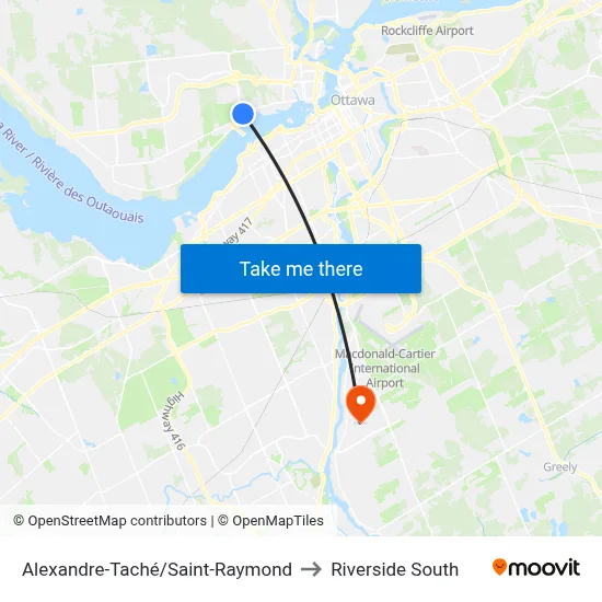 Alexandre-Taché/Saint-Raymond to Riverside South map