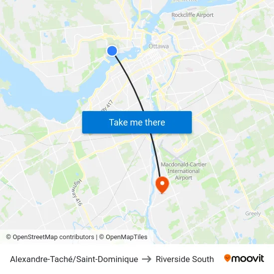 Alexandre-Taché/Saint-Dominique to Riverside South map