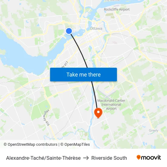 Alexandre-Taché/Sainte-Thérèse to Riverside South map