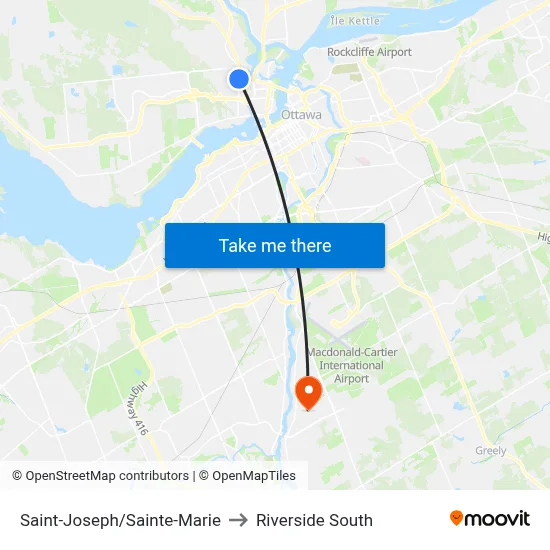 Saint-Joseph/Sainte-Marie to Riverside South map