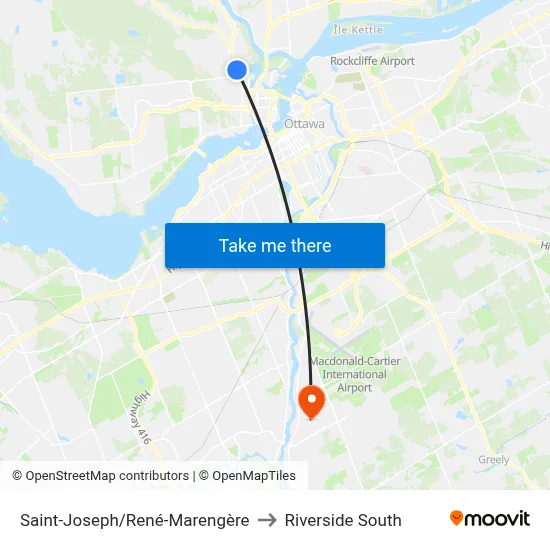 Saint-Joseph/René-Marengère to Riverside South map