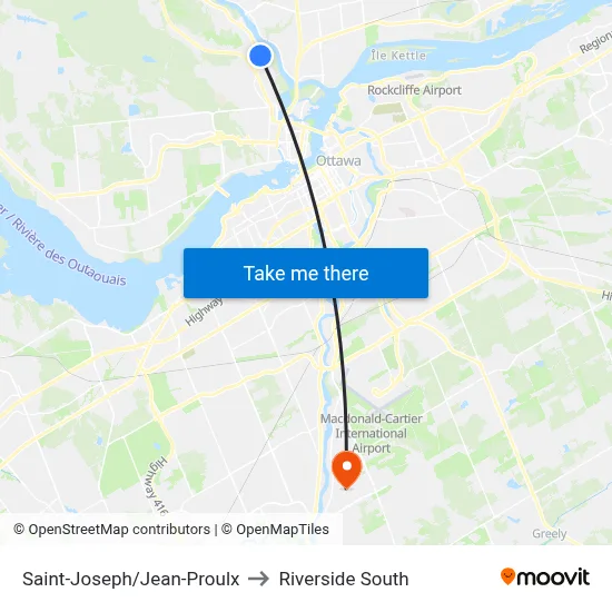 Saint-Joseph/Jean-Proulx to Riverside South map