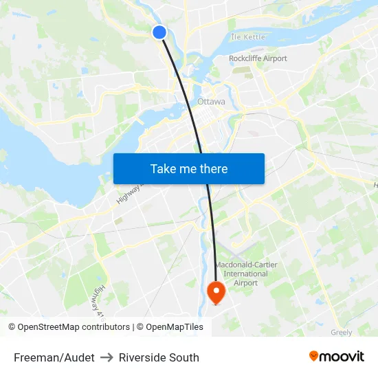 Freeman/Audet to Riverside South map