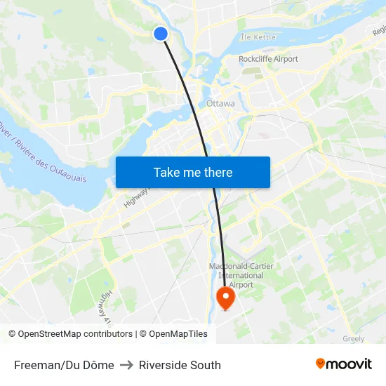 Freeman/Du Dôme to Riverside South map