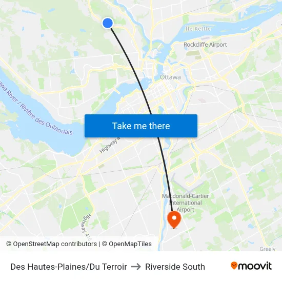 Des Hautes-Plaines/Du Terroir to Riverside South map