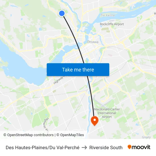 Des Hautes-Plaines/Du Val-Perché to Riverside South map
