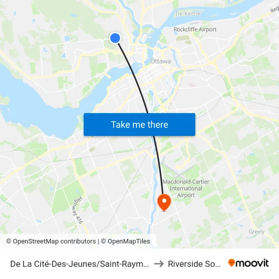 De La Cité-Des-Jeunes/Saint-Raymond to Riverside South map