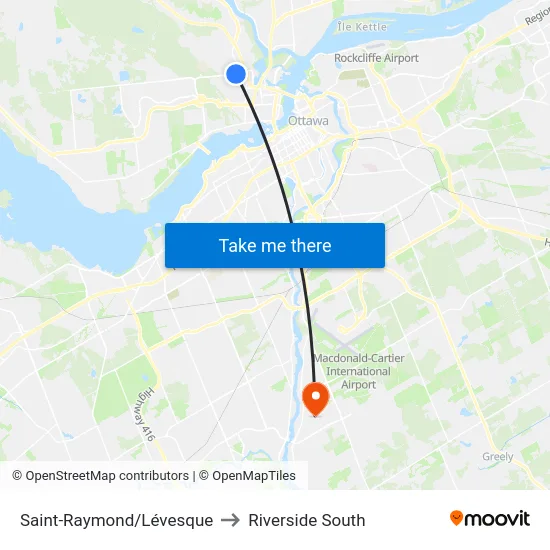 Saint-Raymond/Lévesque to Riverside South map