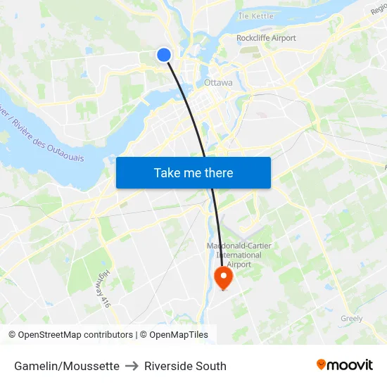 Gamelin/Moussette to Riverside South map