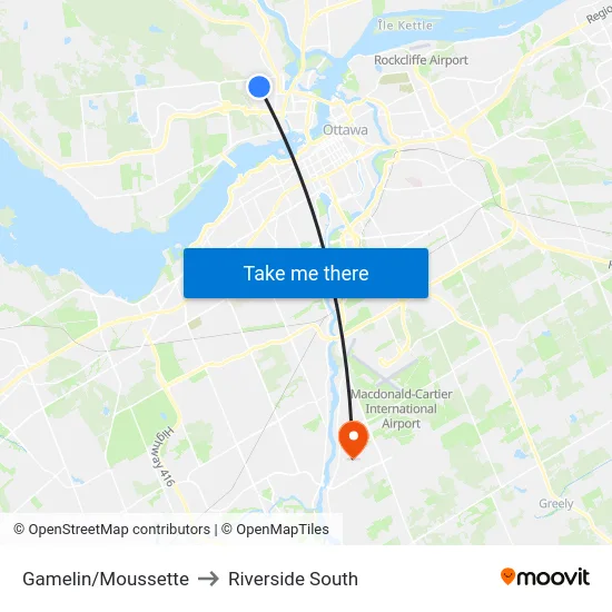 Gamelin/Moussette to Riverside South map