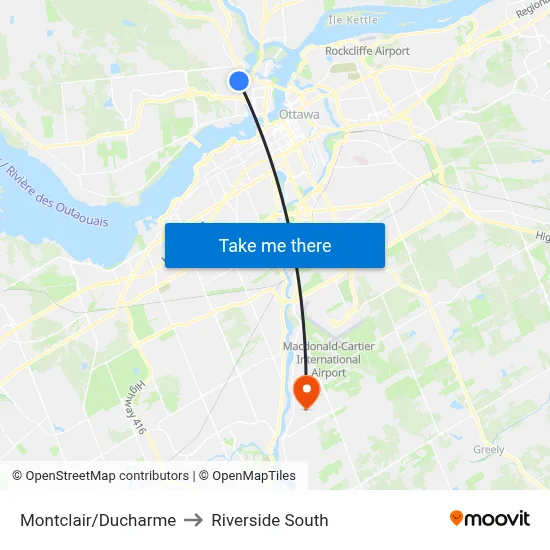 Montclair/Ducharme to Riverside South map