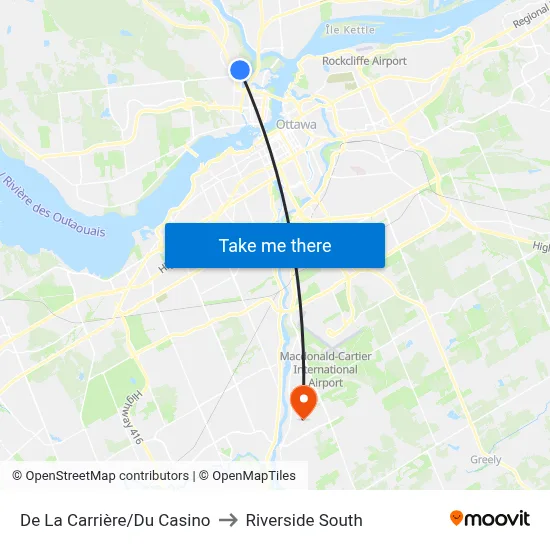 De La Carrière/Du Casino to Riverside South map