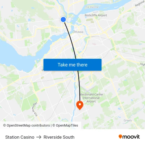 Station Casino to Riverside South map