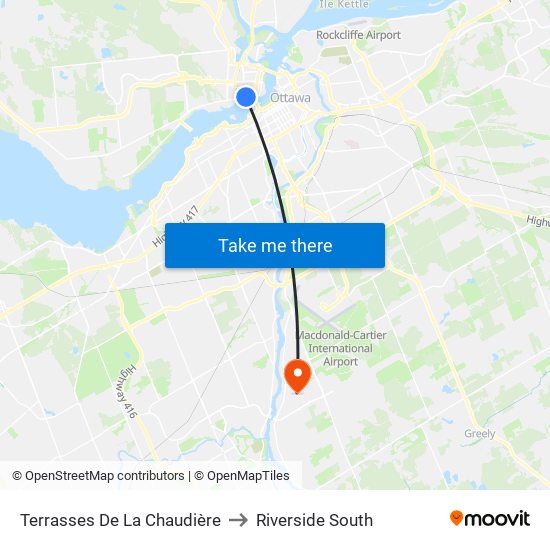Terrasses De La Chaudière to Riverside South map